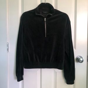 Black velvet 1/4 zip sweater size xs